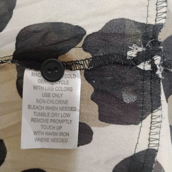 Sunny Leigh Leopard Print Ruffle Blouse Sheer Short Sleeve XL - Picture 5 of 5